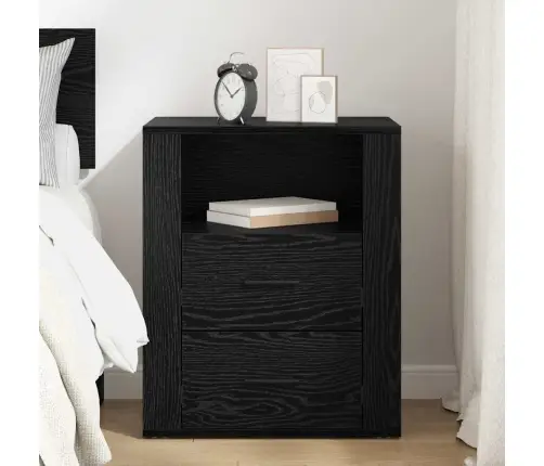 Nakts Skapītis Melns Ozols 50 X 36 X 60 Cm Inženierijas Koks Vidaxl
