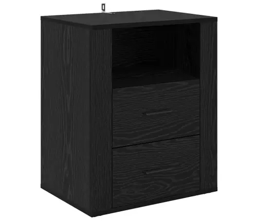 Nakts Skapītis Melns Ozols 50 X 36 X 60 Cm Inženierijas Koks Vidaxl