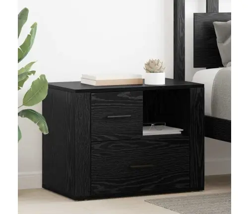 Nakts Skapītis Melns Ozols 60 X 36 X 45 Cm Inženierijas Koks Vidaxl