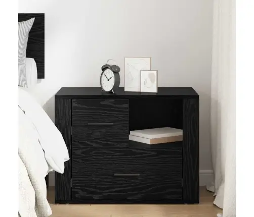 Nakts Skapītis Melns Ozols 60 X 36 X 45 Cm Inženierijas Koks Vidaxl