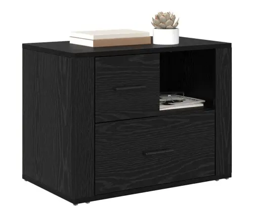 Nakts Skapītis Melns Ozols 60 X 36 X 45 Cm Inženierijas Koks Vidaxl