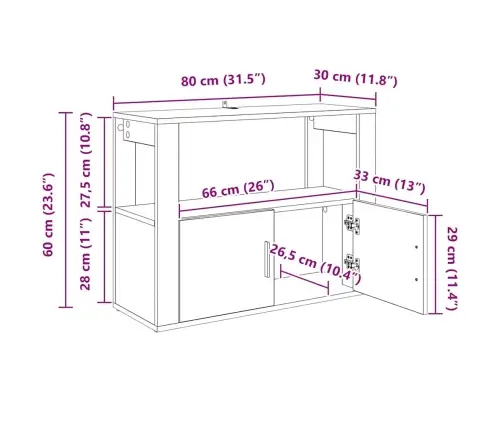 Puse Vecs Koks 80 X 30 X 60 Cm Inženierijas Koks Vidaxl