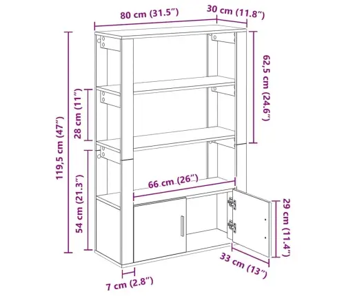 Puse Vecs Koks 30 X 80 X 119.5 Cm Inženierijas Koks Vidaxl
