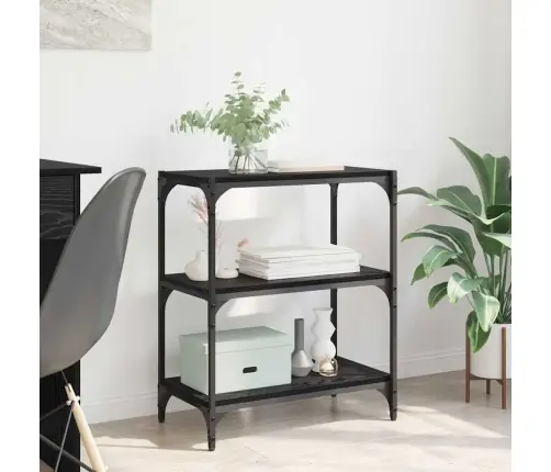 Grāmatplaukts Melns Ozols 60 X 33 X 71 Cm Inženierijas Koks Vidaxl