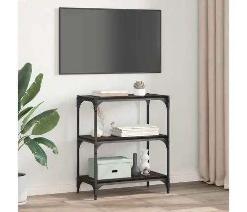 Grāmatplaukts Melns Ozols 60 X 33 X 71 Cm Inženierijas Koks Vidaxl