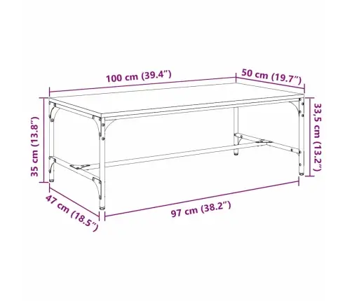 Kafijas Galdiņš Vecs Koks 100 X 50 X 35 Cm Inženierijas Koks Vidaxl