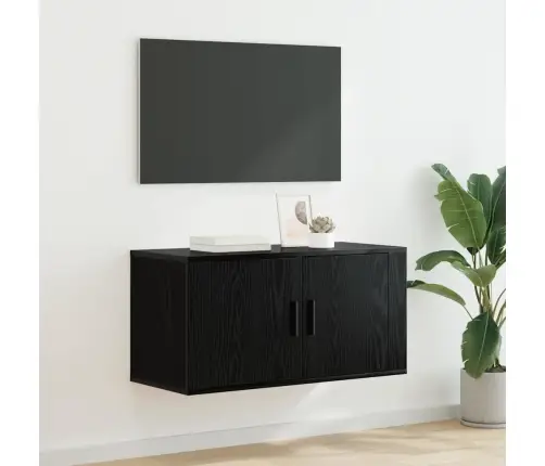 Sienas Montēts Tv Skapis Melns Ozols 80 X 34.5 X 40 Cm Vidaxl