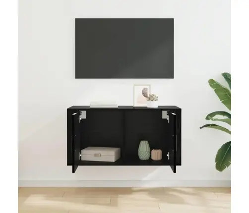 Sienas Montēts Tv Skapis Melns Ozols 80 X 34.5 X 40 Cm Vidaxl