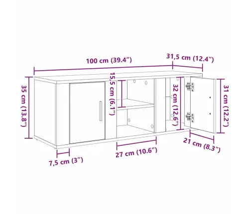 Televizora Skapīša Vecs Koks 100 X 31,5 X 35 Cm Vidaxl