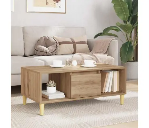 Kafijas Galdiņš Ar Atvilktni Artisānā Ozols 90 X 50 X 26.5 Cm Vidaxl