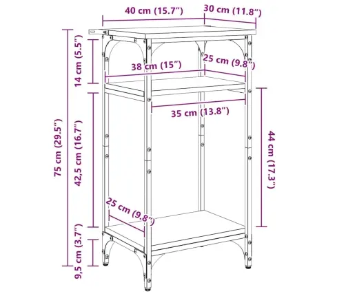 Sānu Galds Vecs Koks 40 X 30 X 75 Cm Inženierijas Koks Vidaxl