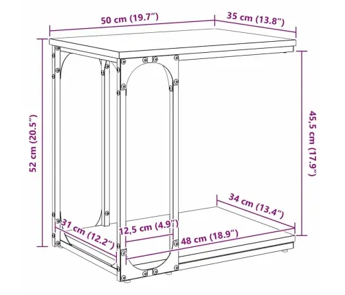 Sānu Galds Melns Ozols 50 X 35 X 52 Cm Inženierijas Koks Vidaxl Sānu Galds Melns Ozols 50 X 35 X 52 Cm Inženierijas Koks Vidaxl