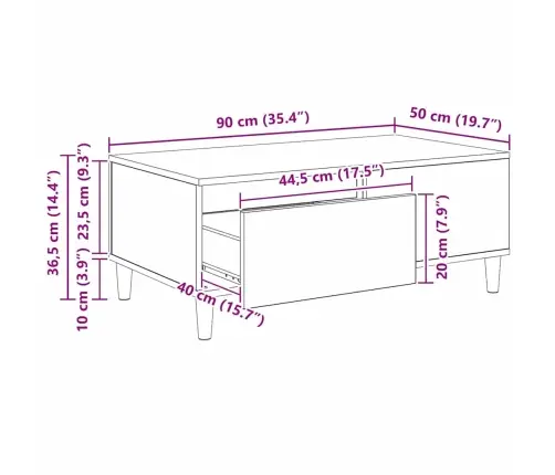 Kafijas Galdiņš Vecs Koks 90 X 50 X 35 Cm Inženierijas Koks Vidaxl