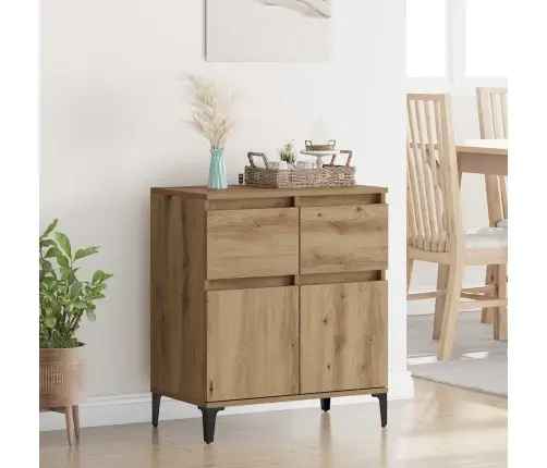 Puse Artisānā Ozols 60 X 35 X 70 Cm Inženierija Koks Un Dzelzs Vidaxl