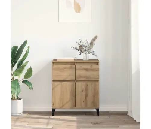 Puse Artisānā Ozols 60 X 35 X 70 Cm Inženierija Koks Un Dzelzs Vidaxl