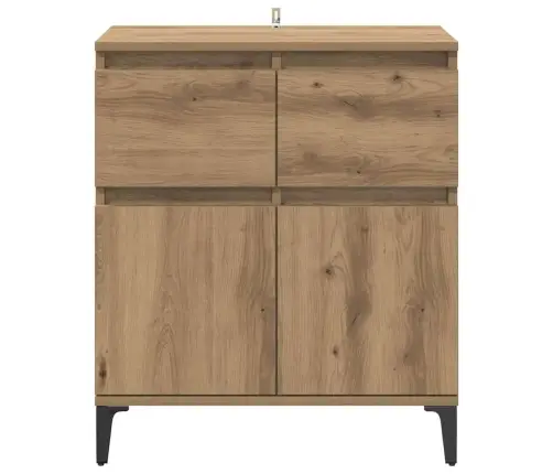 Puse Artisānā Ozols 60 X 35 X 70 Cm Inženierija Koks Un Dzelzs Vidaxl