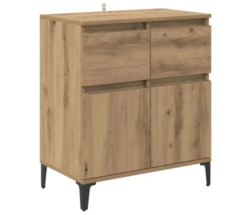 Puse Artisānā Ozols 60 X 35 X 70 Cm Inženierija Koks Un Dzelzs Vidaxl