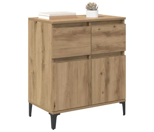 Puse Artisānā Ozols 60 X 35 X 70 Cm Inženierija Koks Un Dzelzs Vidaxl