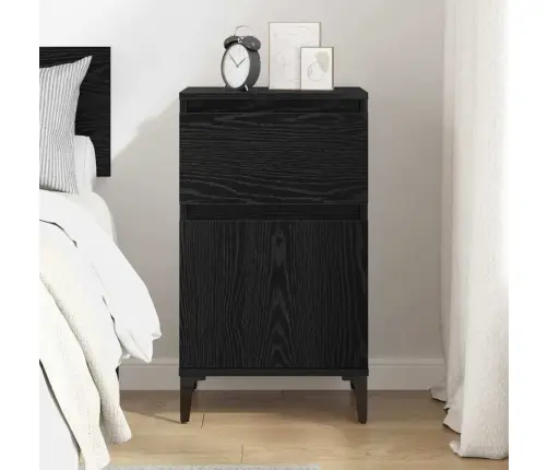 Nakts Skapītis Melns Ozols 40 X 35 X 70 Cm Inženierijas Koks Vidaxl