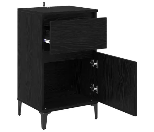 Nakts Skapītis Melns Ozols 40 X 35 X 70 Cm Inženierijas Koks Vidaxl