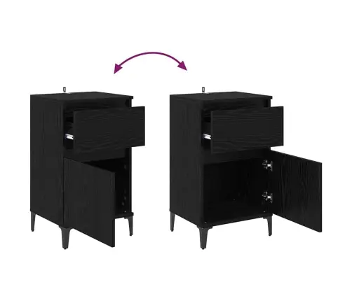 Nakts Skapītis Melns Ozols 40 X 35 X 70 Cm Inženierijas Koks Vidaxl