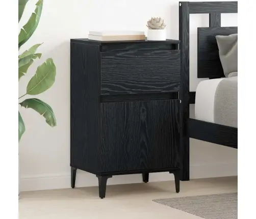 Šalia Lovos Spintelė 2 Pcs Juoda Ąžuolo 40 X 35 X 70 Cm