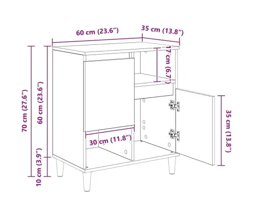 Puse Vecs Koks 35 X 60 X 70 Cm Inženierijas Koks Vidaxl