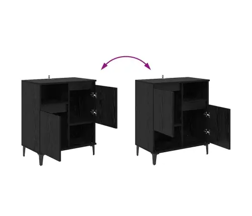 Puse Melns Ozols 60 X 35 X 70 Cm Inženierijas Koks Vidaxl