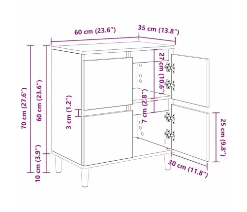 Puse Vecs Koks 60 X 35 X 70 Cm Inženierijas Koks Vidaxl