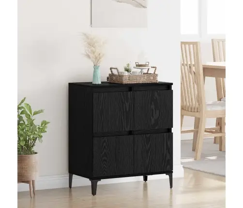 Puse Melns Ozolkoks 60 X 35 X 70 Cm Inženierija Koks Un Dzelzs Vidaxl