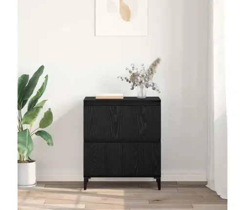 Puse Melns Ozolkoks 60 X 35 X 70 Cm Inženierija Koks Un Dzelzs Vidaxl