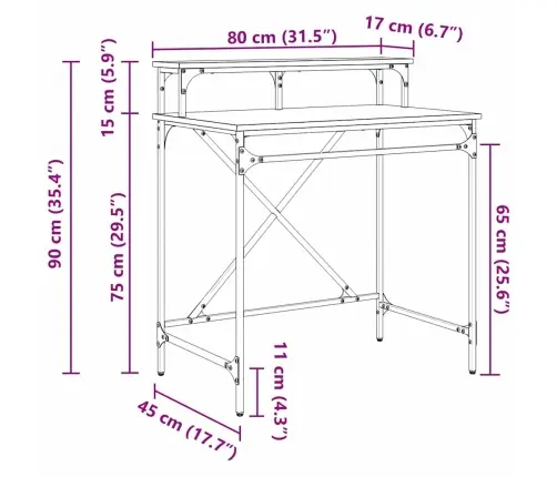 Galds Melns Ozolkoks 80 X 50 X 90 Cm Inženierijas Koks Vidaxl