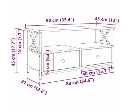 Televizora Skapīša Ar Atvilktni Vecs Koks 90 X 33 X 45 Cm Vidaxl
