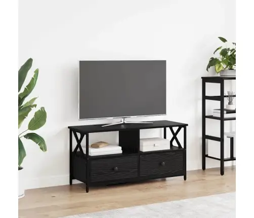Televizora Skapīša Ar Atvilktni Melns Ozolkoks 90 X 33 X 45 Cm Vidaxl