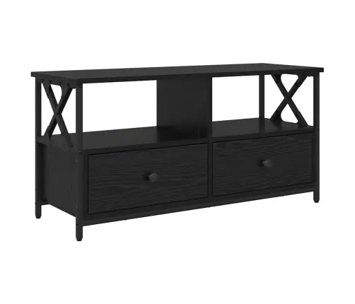 Televizora Skapīša Ar Atvilktni Melns Ozolkoks 90 X 33 X 45 Cm Vidaxl