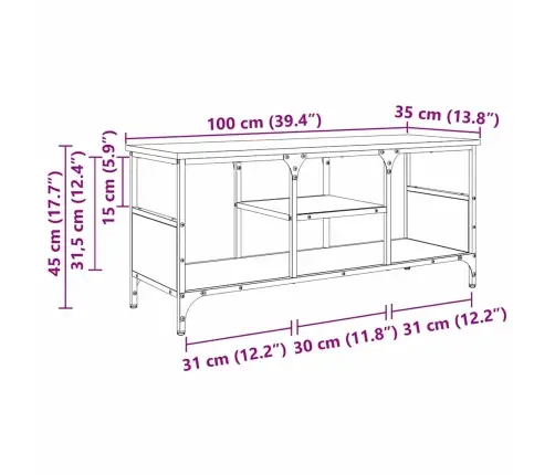 Televizora Skapīša Melns Ozolkoks 100 X 35 X 45 Cm Vidaxl