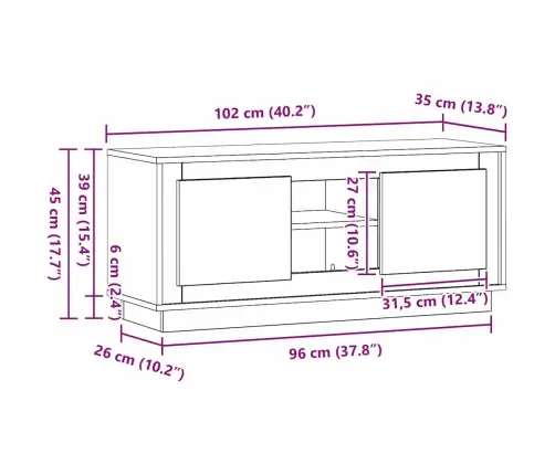 Televizoriaus Spintelė Senovinis Medis 102 X 35 X 45 Cm