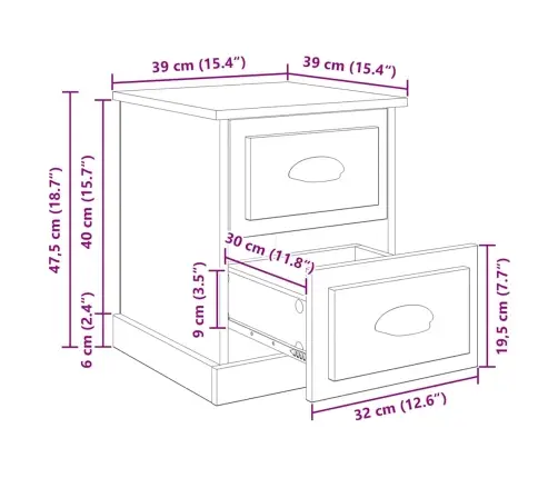 Nakts Skapītis Ar Atvilktni 2 Pcs Vecs Koks 39 X 39 X 47.5 Cm Vidaxl