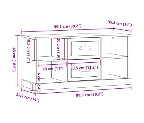 Televizora Skapīša Melns Ozolkoks 99,5 X 35,5 X 48 Cm Vidaxl