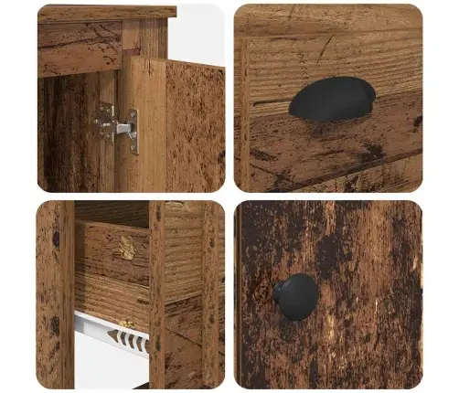 Augstais Skapītis Ar Atvilktni Vecs Koks 60 X 35,5 X 103,5 Cm Vidaxl