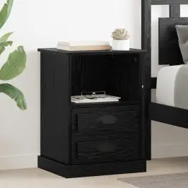 Nakts Skapītis Ar Atvilktni 2 Pcs Melns Ozols 43 X 36 X 60 Cm Vidaxl