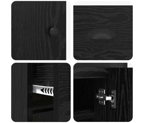 Augstais Skapītis Melns Ozolkoks 70 X 35,5 X 67,5 Cm Vidaxl