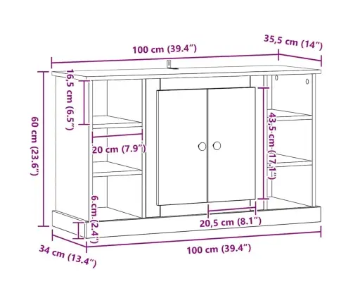 Puse Vecs Koks 100 X 35,5 X 60 Cm Inženierijas Koks Vidaxl