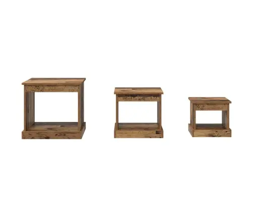 Kafijas Galdiņš 3 Pcs Vecs Koks Inženierijas Koks Vidaxl