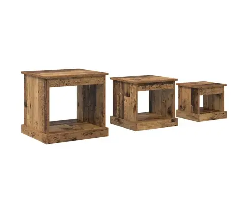 Kafijas Galdiņš 3 Pcs Vecs Koks Inženierijas Koks Vidaxl