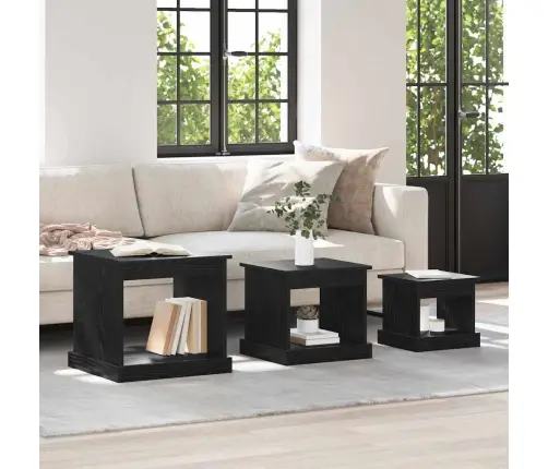 Kohvilaud 3 Pcs Must Tamm Tehispuit
