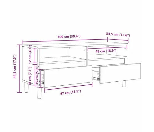 Telerikapp Sahtliga Must Tamm 100 X 34,5 X 44,5 Cm Tehispuit