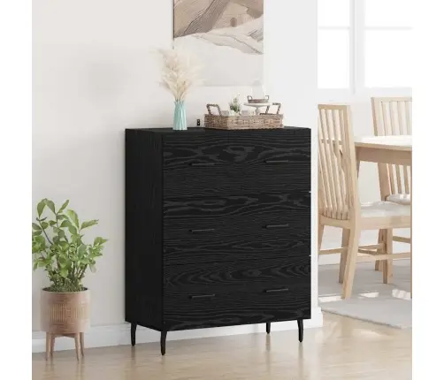 Puse Ar Atvilktni Melns Ozolkoks 69,5 X 34 X 90 Cm Vidaxl