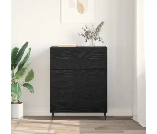 Puse Ar Atvilktni Melns Ozolkoks 69,5 X 34 X 90 Cm Vidaxl