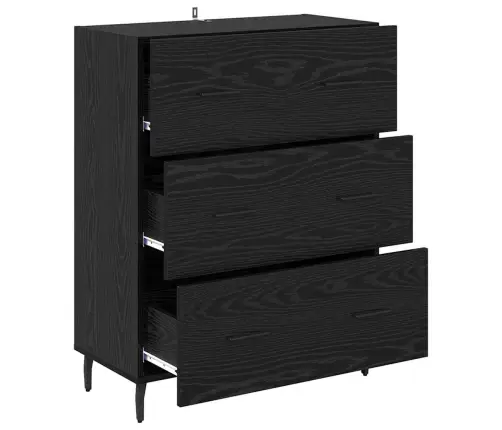 Puse Ar Atvilktni Melns Ozolkoks 69,5 X 34 X 90 Cm Vidaxl